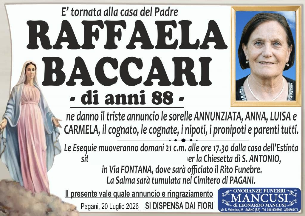 Necrologio di Raffaela Baccari