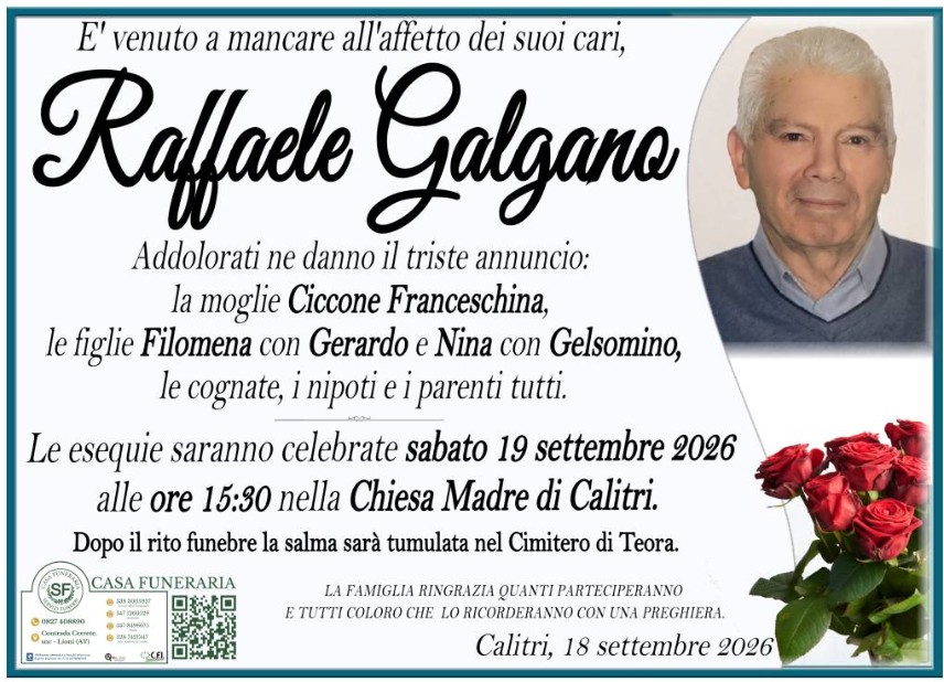 Necrologio di Raffaele Galgano
