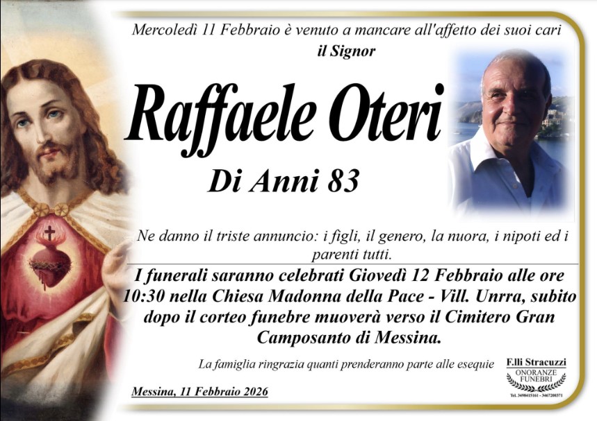 Necrologio di Raffaele Oteri
