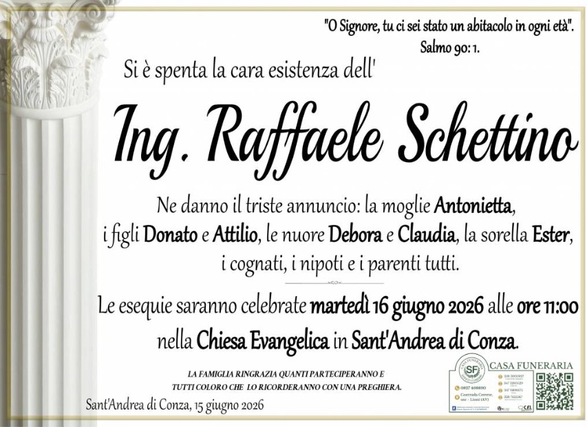 Necrologio di Raffaele Schettino