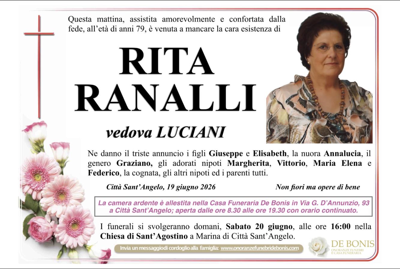 Necrologio di Rita Ranalli