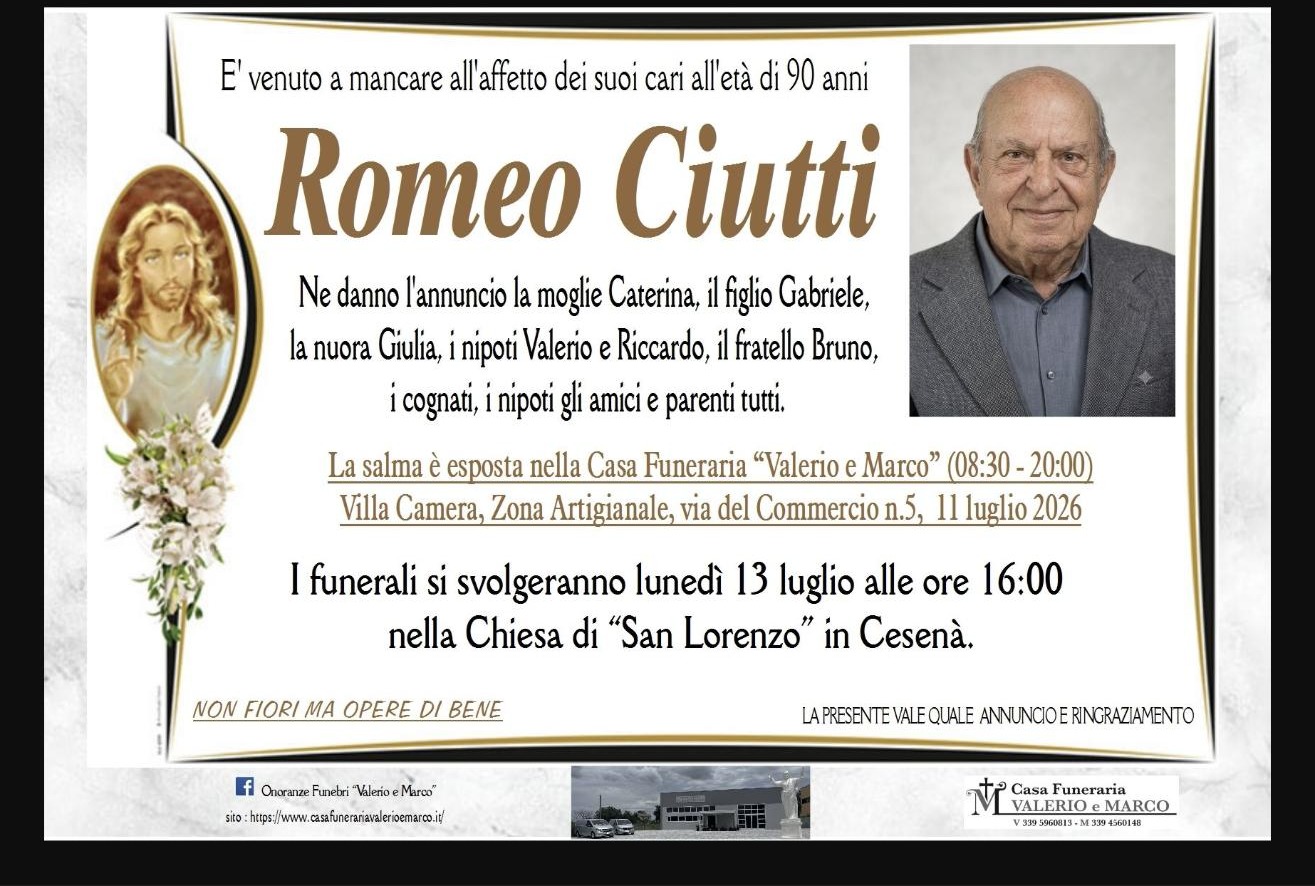 Necrologio di Romeo Ciutti