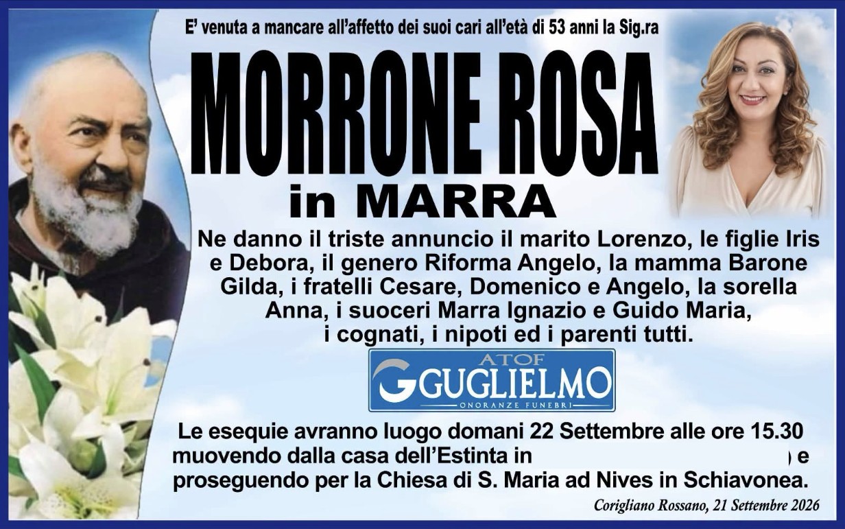 Necrologio di Rosa Morrone