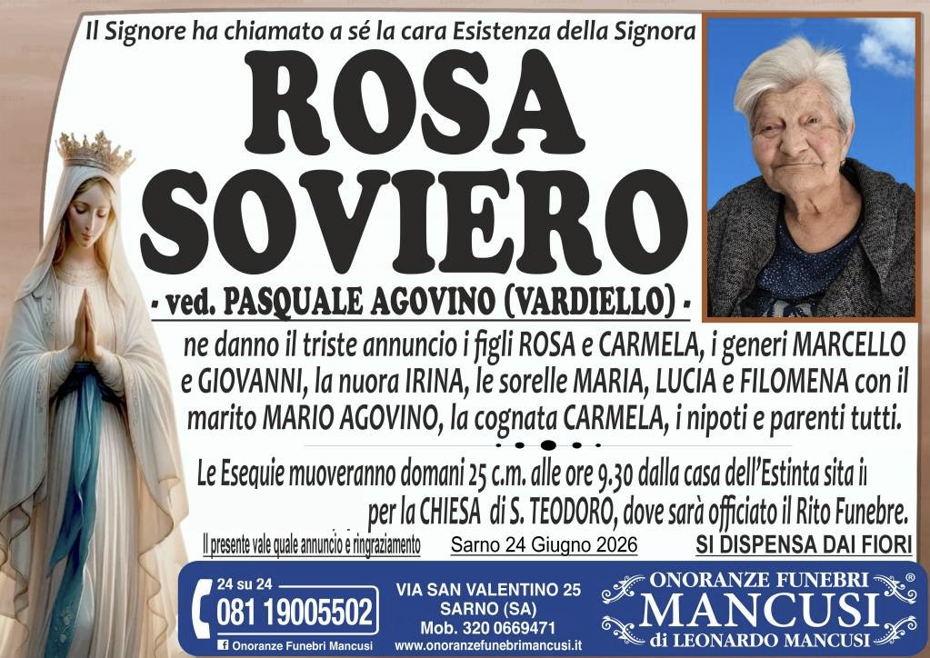 Necrologio di Rosa Soviero