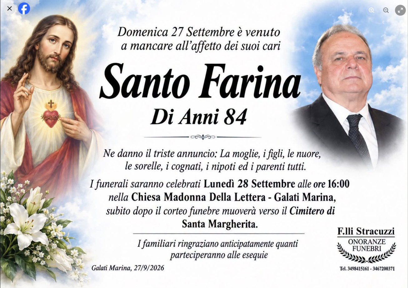 Necrologio di Santo Farina