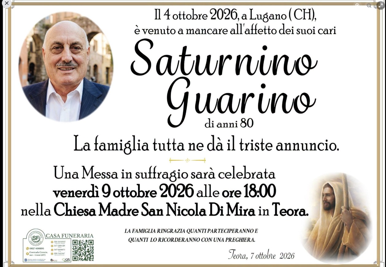 Necrologio di Saturnino Guarino