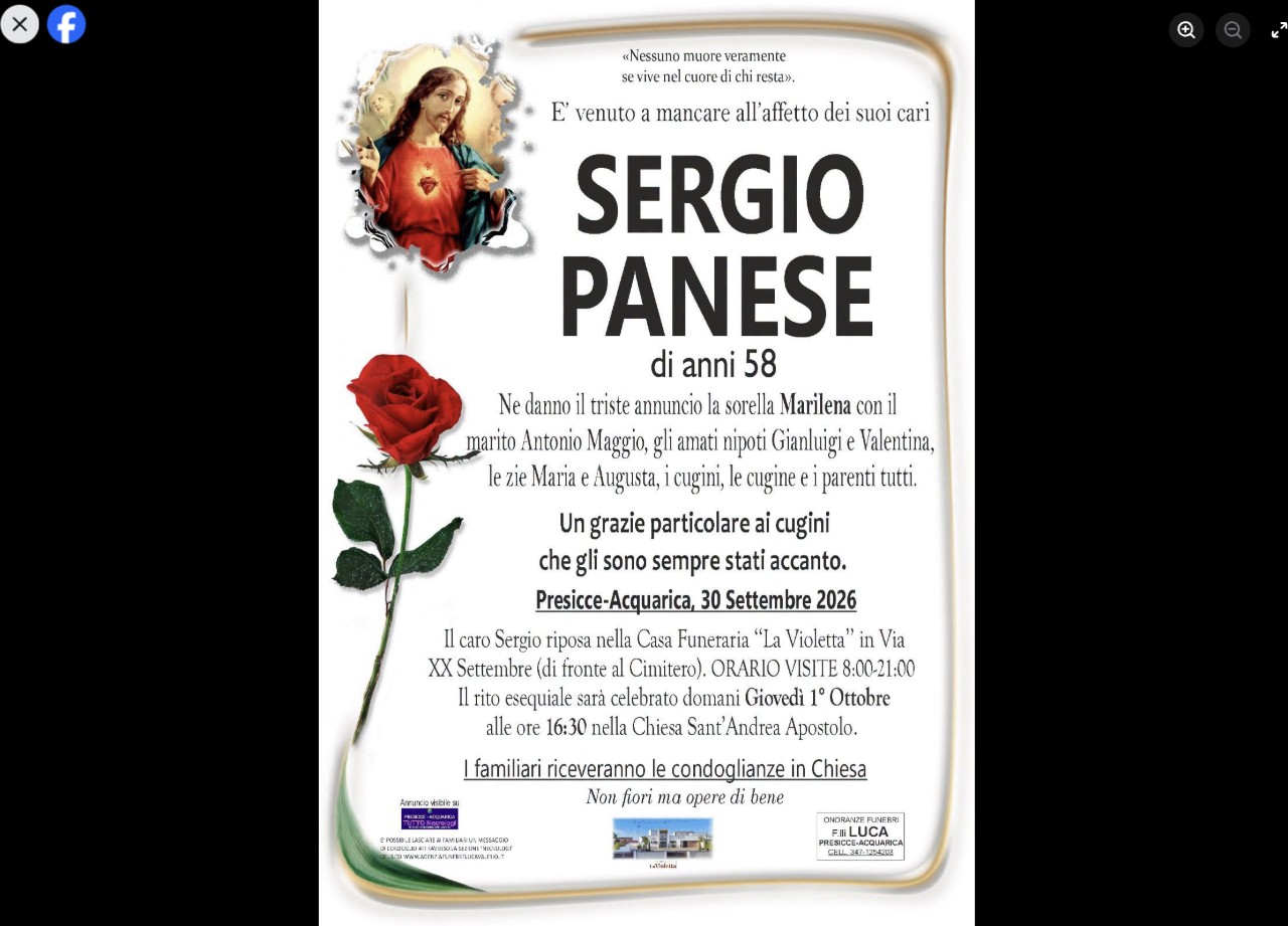 Necrologio di Sergio Panese