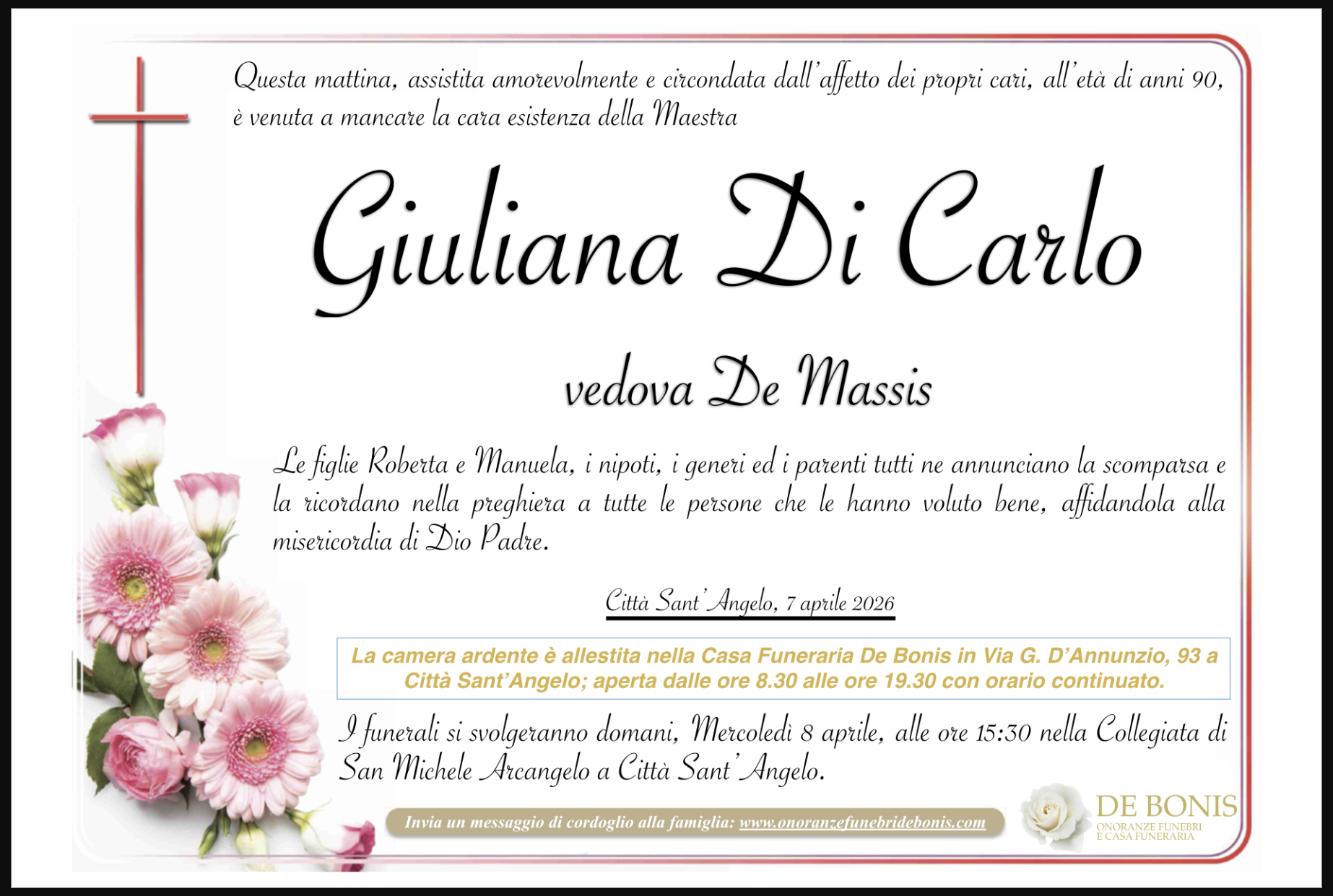 Necrologio di Giuliana Di Carlo