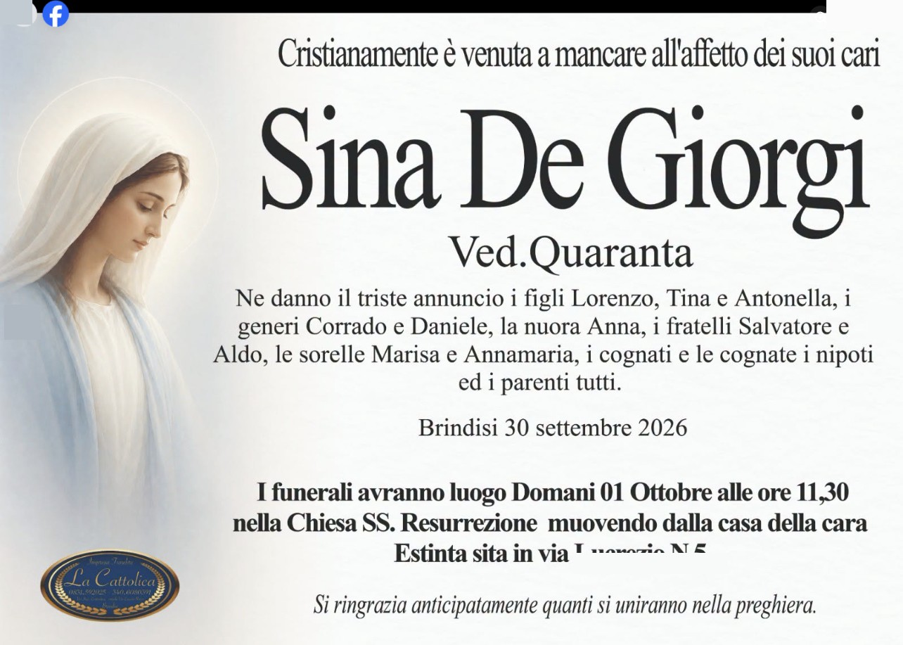 Necrologio di Sina De Giorgi