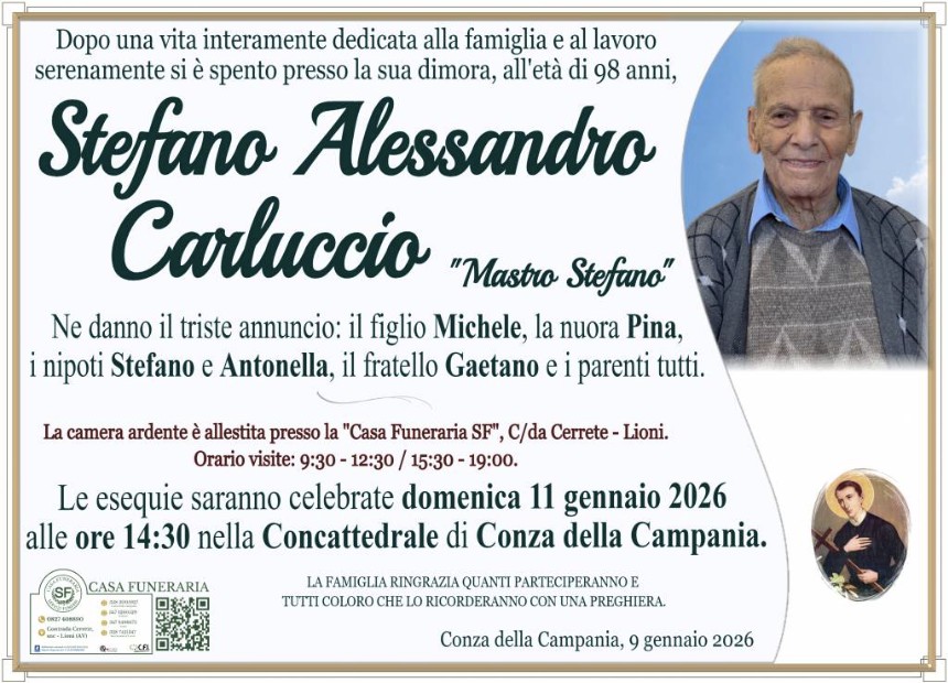 Necrologio di Stefano Alessandro Carluccio