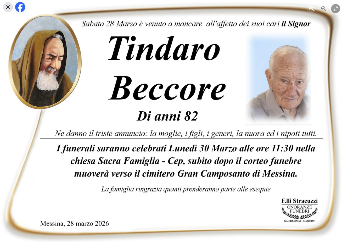 Necrologio di Tindaro Beccore
