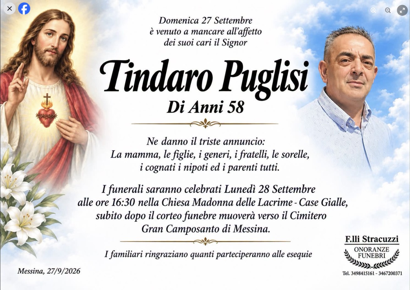 Necrologio di Tindaro Puglisi