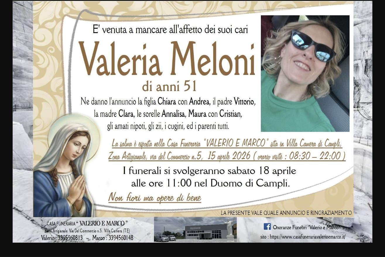 Necrologio di Valeria Meloni
