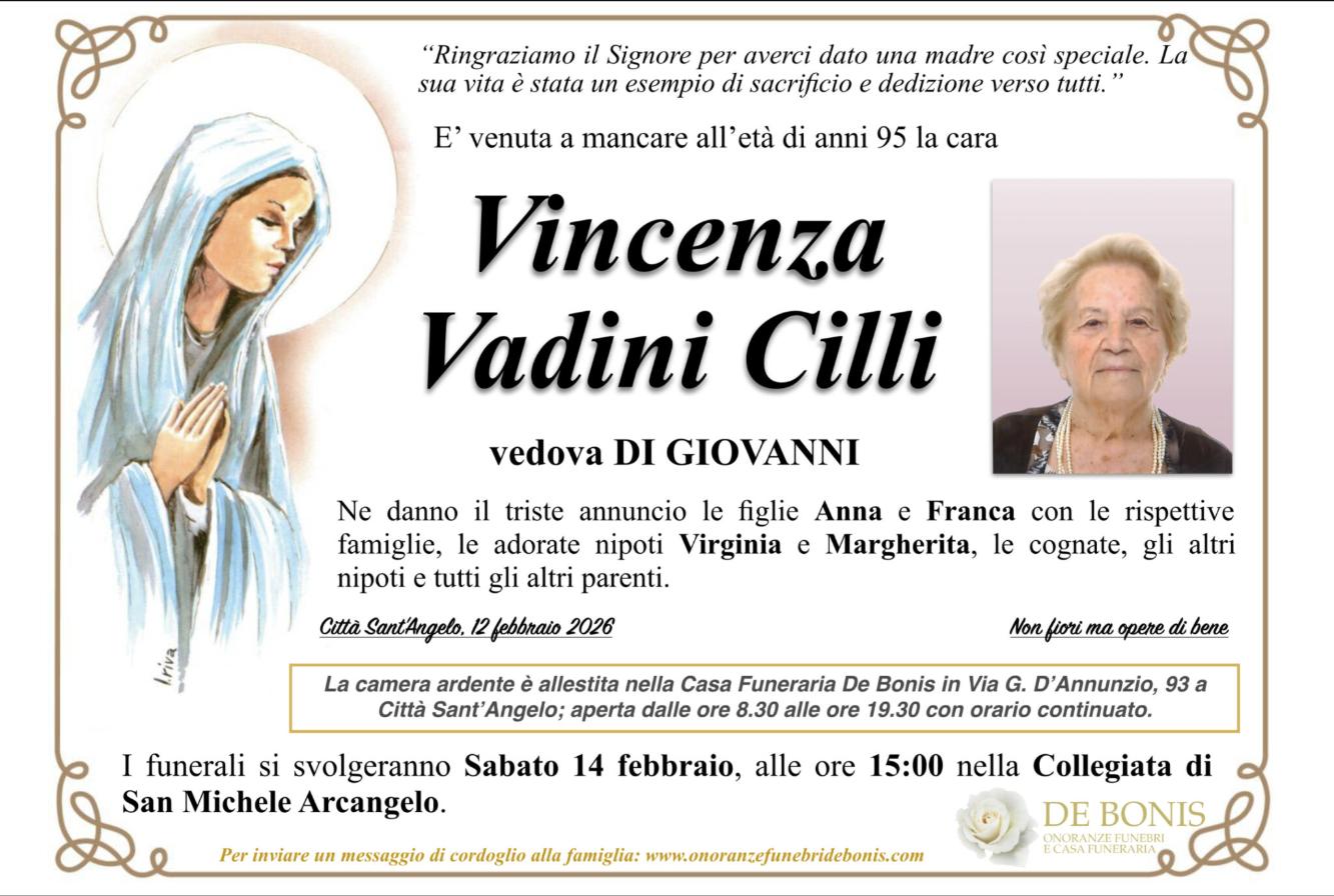 Necrologio di Vincenza Vadini Cilli