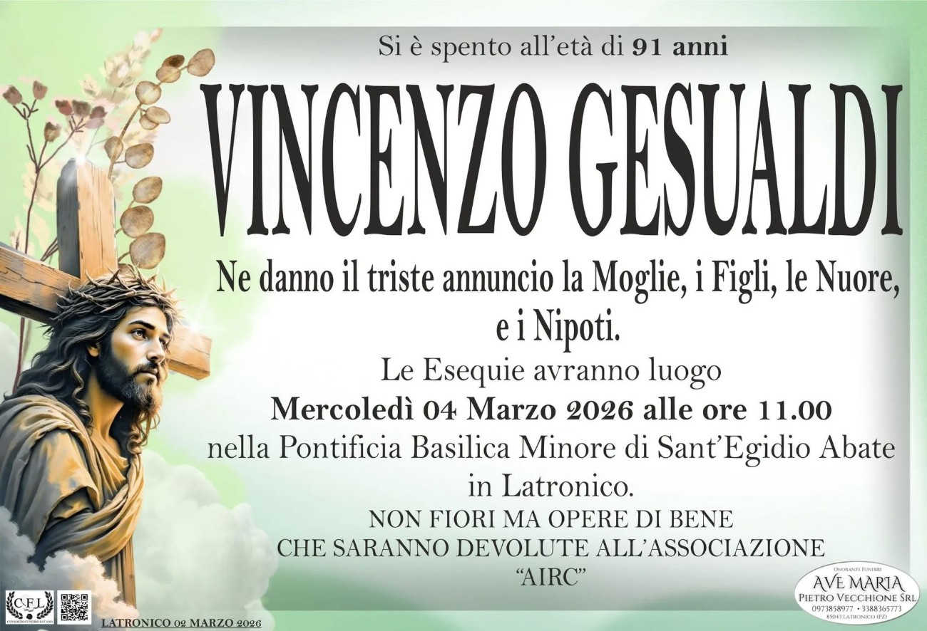 Necrologio di Vincenzo Gesualdi