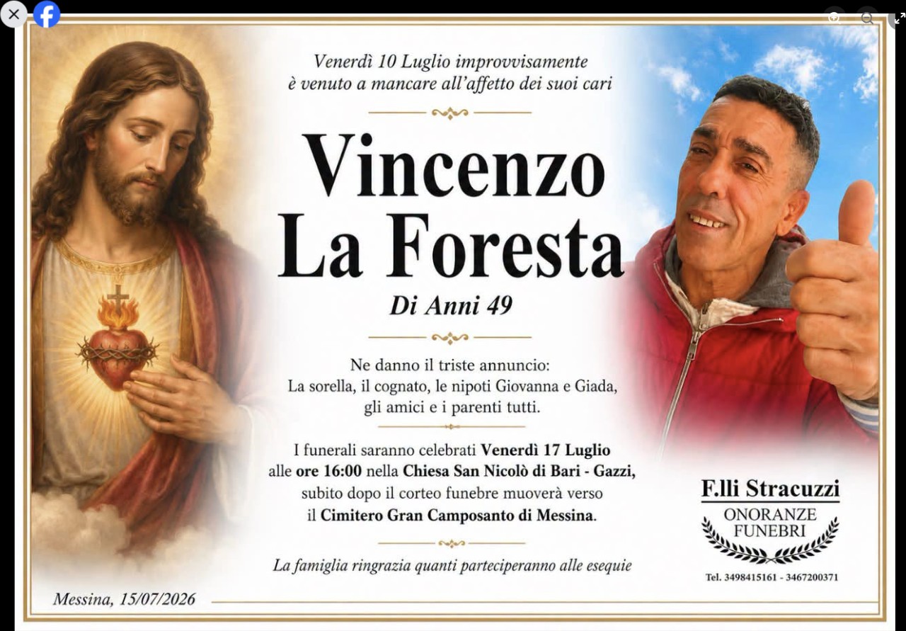 Necrologio di Vincenzo La Foresta