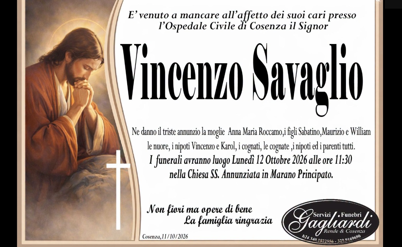 Necrologio di Vincenzo Savaglio