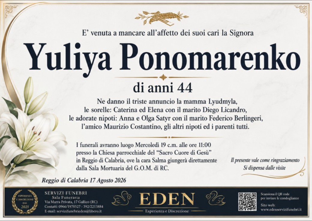 Necrologio di Yuliya Ponomarenko